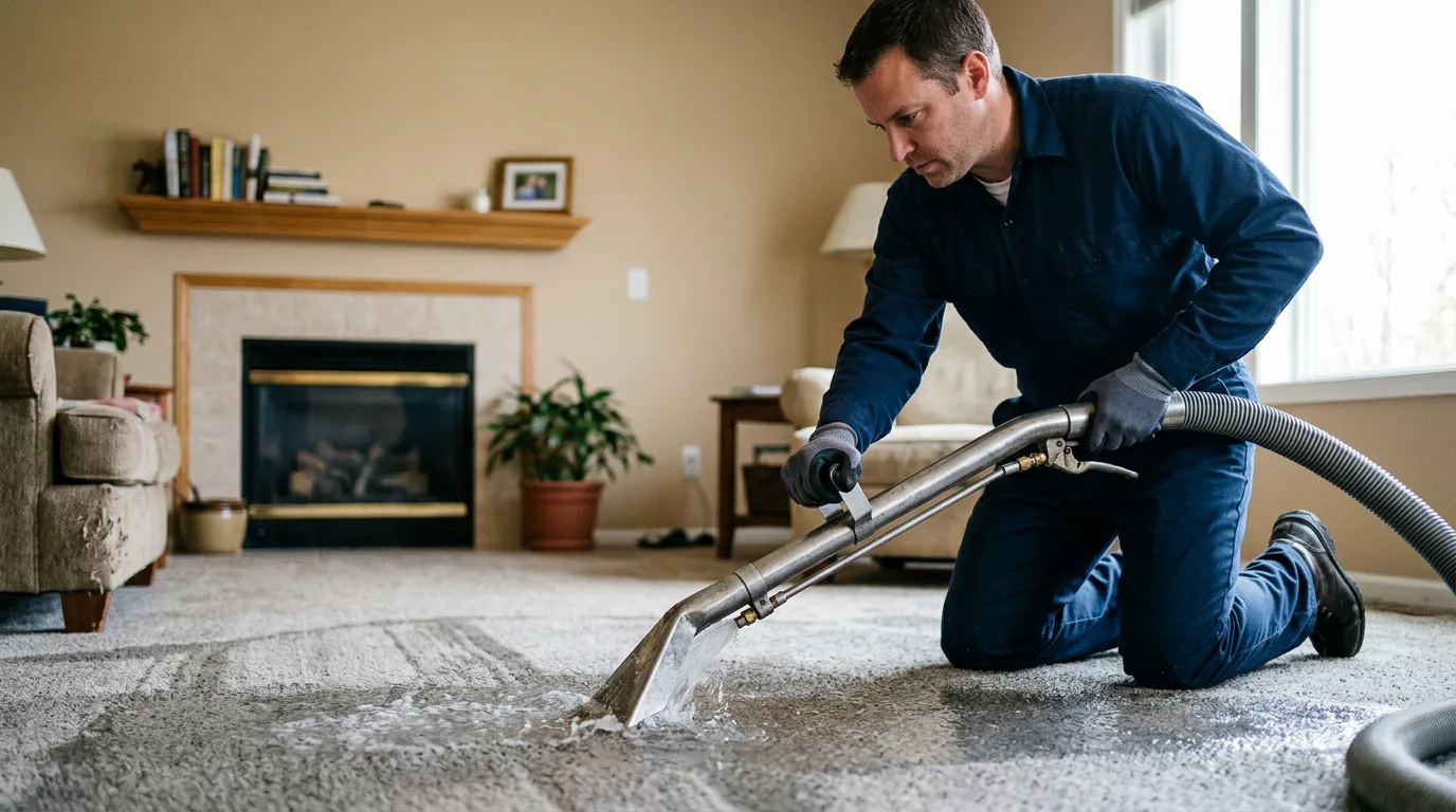 Water damage restoration technician working near Waretown, NJ